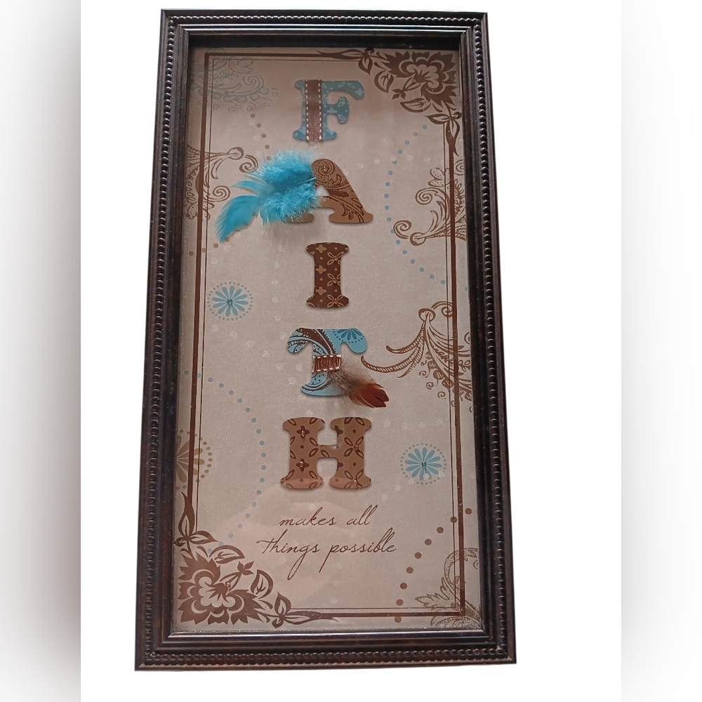 Faith Makes All Things Possible. Decorative Framed  Wall Art EUC